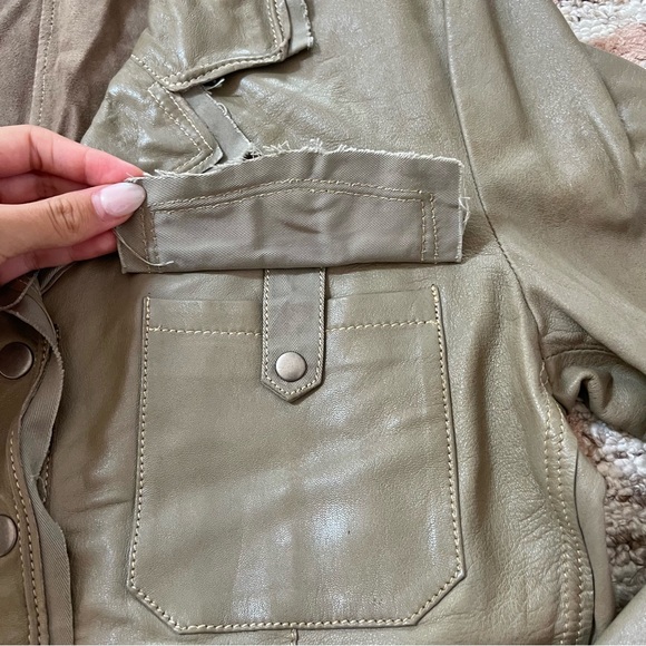 Jakett Meryl Washed Leather Utility Jacket Sage Green Size L - Picture 6 of 10